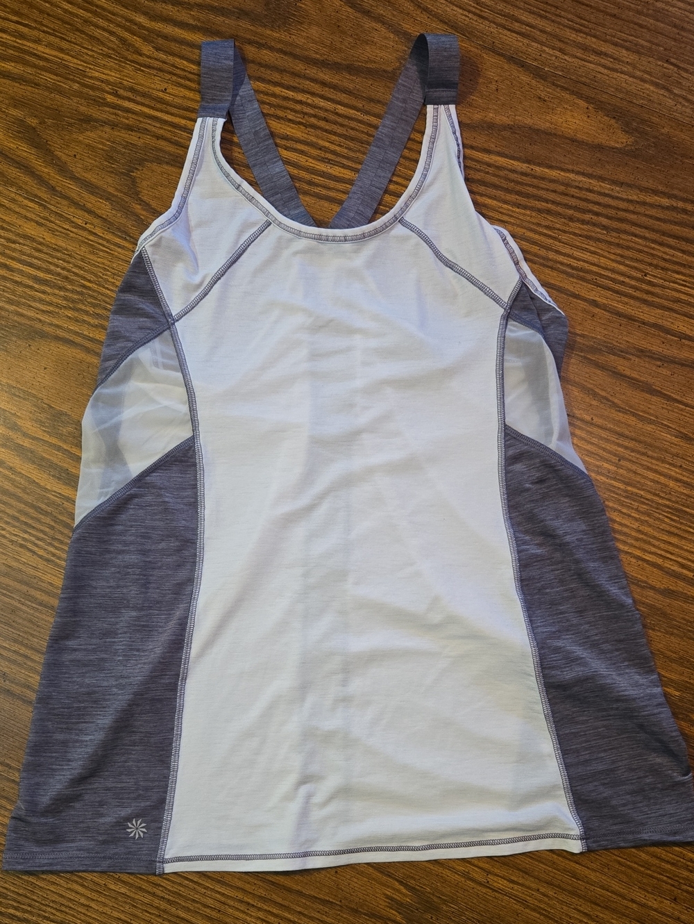 Athleta White Tank Top with Heather Gray Straps